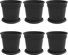 vidaXL Γλάστρες φυτών 6 pcs Μαύρο Ø 17 x 14 εκ Πλαστικό