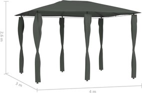 vidaXL Κιόσκι με Καλύμματα Στύλων Ανθρακί 3 x 4 x 2,6 μ. 160 γρ./μ²