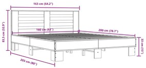 ΠΛΑΙΣΙΟ ΚΡΕΒΑΤΙΟΥ ΜΑΥΡΟ 160 X 200 ΕΚ. ΕΠΕΞ. ΞΥΛΟ &amp; ΜΕΤΑΛΛΟ 3280092