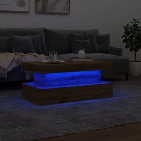 vidaXL Τραπεζάκι Σαλονιού με LED Αρτισιανή Δρυς 90 x 50 x 40 εκ.
