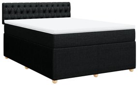 vidaXL Κρεβάτι Boxspring με Στρώμα Μαύρο 140x190 εκ. Υφασμάτινο