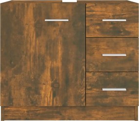vidaXL Ντουλάπι Νιπτήρα Καπνιστή Δρυς 63 x 30 x 54 εκ. Επεξεργ. Ξύλο