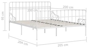 vidaXL Πλαίσιο Κρεβατιού με Τελάρο Λευκό 200 x 200 εκ. Μεταλλικό