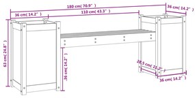 Ζαρντινιέρα Παγκάκι 180 x 36 x 63 εκ. από Μασίφ Ξύλο Πεύκου - Καφέ