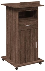 vidaXL Αναλόγιο με Ροδάκια & Συρτάρι Καφέ Δρυς 55x55x107εκ. Επεξ. Ξύλο