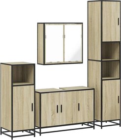 vidaXL Σετ Επίπλων Μπάνιου 4 Τεμαχίων Sonoma Δρυς Επεξεργασμένο Ξύλο
