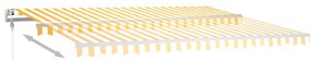 vidaXL Τέντα Συρόμενη Χειροκίνητη με LED Κίτρινο / Λευκό 4 x 3,5 μ.