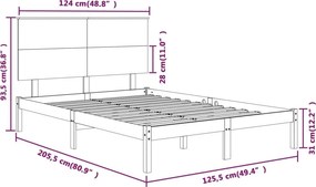 vidaXL Σκελετός Κρεβ. Χωρίς Στρώμα Λευκό 120x200 εκ Μασίφ Πεύκο