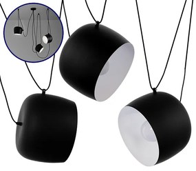 01375 GloboStar®  JASPER 01375 Μοντέρνο Κρεμαστό Φωτιστικό Ανάρτηση Σετ Τρίφωτο 3 x E27 IP20 Μαύρο &amp; Λευκό Μέταλλο - Μ75 x Π75 x Υ22cm