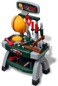 vidaXL Πάγκος Εργασίας Παιδικός Παιχνίδι με Εργαλεία Πράσινος + Γκρι