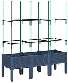 vidaXL Ζαρντινιέρα Κήπου με Καφασωτό Μπλε Γκρι 120x40x142,5 εκ. από PP