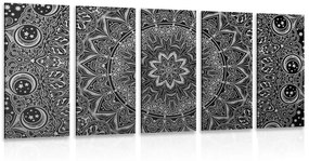 Εικόνα 5 τμημάτων ανατολίτικο Mandala σε ασπρόμαυρο