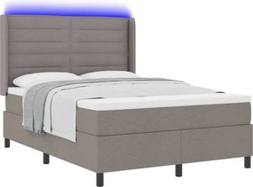 vidaXL LED Κρεβάτι με βάθρο με στρώμα Taupe 140 x 190 cm ύφασμα