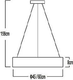 LED Πλαφονιέρα Tech Μεταλλική Στρογγυλή Οροφής ή Κρεμαστή 76W Φ60cm 3000K/4000Κ/5000K/CCT Λευκό