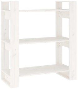 vidaXL Βιβλιοθήκη/Διαχωριστικό Χώρου Λευκό 80x35x91 εκ. Μασίφ Πεύκο