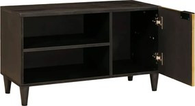 vidaXL Ντουλάπι TV Μαύρο και Χρυσό 80 x 33 x 46 εκ Επεξεργασμένο Ξύλο