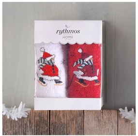 ΣΕΤ ΠΕΤΣΕΤΕΣ ΧΕΡΙΩΝ 2 ΤΜΧ ΚΟΥΤΙ RYTHMOS CHRISTMAS TERRY GIFT SET (4) ΧΙΟΝΑΝΘΡΩΠΟΣ 2(30X50) ΚΟΚΚΙΝΟ-ΛΕΥΚΟ