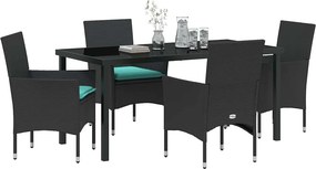 vidaXL Σετ τραπεζιού και καρέκλας 5 pcs Μαύρο Ράτα PE