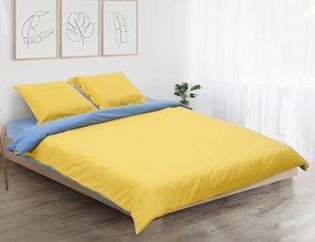 Σετ Διπλή Παπλωματοθήκη &amp; 2 Μαξιλαροθήκες Heinner Home από βαμβάκι 144TC, με διαστάσεις 200x220cm - Κίτρινο/Μπλε