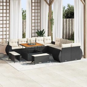 vidaXL Σετ Καναπέ Κήπου 13 pcs Μαύρο συνθετικό ρατάν
