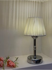 Stewehome Ασύρματη επιτραπέζια λάμπα με λευκό δέρμα και ασημί βάση Λευκό