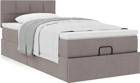 vidaXL Οθωμανικό κρεβάτι με στρώμα Taupe 80x200cm ύφασμα