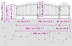 vidaXL Πόρτα Κήπου με Σπείρα Γκρι 150x500 εκ. Χάλυβας
