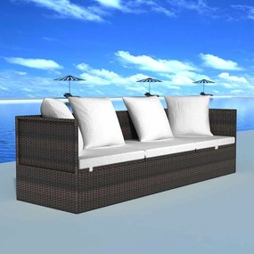 vidaXL Ξαπλώστρα Καφέ 200 x 60 x 58 εκ. συνθετικό ρατάν