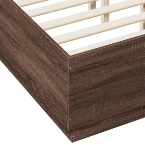 vidaXL Πλαίσιο Κρεβατιού Καφέ Δρυς 135x190 εκ. Επεξεργασμένο Ξύλο