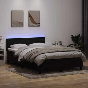 vidaXL Κρεβάτι Boxspring με Στρώμα &amp; LED Μαύρο 160x220 cm Βελούδινο