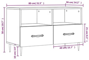 Έπιπλο Τηλεόρασης Γκρι Σκυροδέματος 80x36x50 εκ. Επεξεργ. Ξύλο - Γκρι