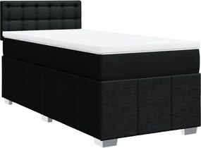 vidaXL Κρεβάτι Boxspring με Στρώμα Μαύρο 90x190 εκ.Υφασμάτινο