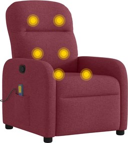 vidaXL Πολυθρόνα Μασάζ Ανακλινόμενη Μπορντό Υφασμάτινη