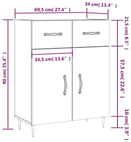 Ντουλάπι Sonoma Δρυς 69,5 x 34 x 90 εκ. από Επεξεργασμένο Ξύλο - Καφέ