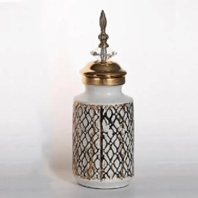 ΒΑΖΟ ΚΕΡΑΜΙΚΟ ΛΕΥΚΟ - ΧΡΥΣΟ 12x12x32cm