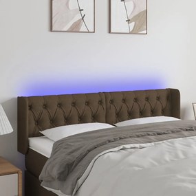vidaXL Κεφαλάρι Κρεβατιού LED Σκούρο Καφέ 163x16x78/88 εκ. Υφασμάτινο