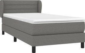 vidaXL Κρεβάτι Boxspring με Στρώμα Σκούρο Γκρι 90x190 εκ. Υφασμάτινο