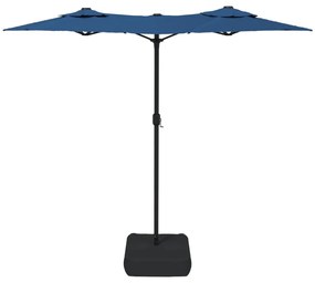 Ομπρέλα με Διπλή Κορυφή και LED Αζούρ Μπλε 316 x 240 εκ. - Μπλε