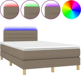 vidaXL Κρεβάτι Boxspring με Στρώμα &amp; LED Taupe 120x200 εκ. Υφασμάτινο