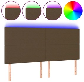 vidaXL Κεφαλάρι Κρεβατιού LED Σκούρο Καφέ 180x5x118/128εκ. Υφασμάτινο