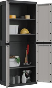vidaXL Ντουλάπι Αποθ. Εξ. Χώρου Γκρι/Μαύρο 65x37x165εκ. Πολυπροπυλένιο