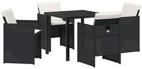 vidaXL Σέτ φαγητού για κήπο με μαξιλάρι 5 pcs Μαύρο Πολυ ράταν