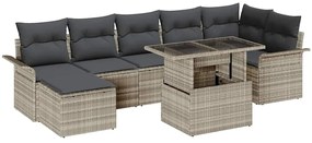 vidaXL Σετ Καναπέ Κήπου με μαξιλάρι 8 pcs Ανοιχτό γκρι Πολυ ράταν
