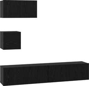 vidaXL Σετ επίπλου τηλεόρασης 4 pcs Μαύρη Οξυά Επεξεργασμένο ξύλο