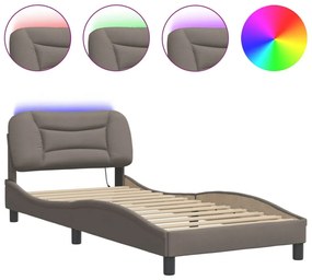 Πλαίσιο Κρεβατιού με LED Taupe 80x200 εκ. Υφασμάτινο - Μπεζ-Γκρι