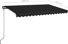 vidaXL Τέντα Συρόμενη Χειροκίνητη Ανθρακί 400 x 350 εκ.