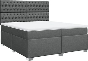 vidaXL Κρεβάτι Boxspring με Στρώμα Σκούρο Γκρι 200x200 εκ. Υφασμάτινο