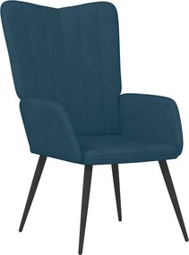 vidaXL Πολυθρόνα Relax Μπλε Βελούδινη με Σκαμπό