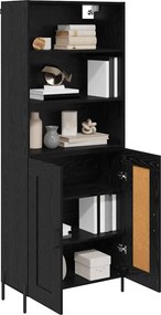 vidaXL Highboard Μαύρη δρυς 69,5 x 34 x 180 εκ. Επεξεργασμένο ξύλο