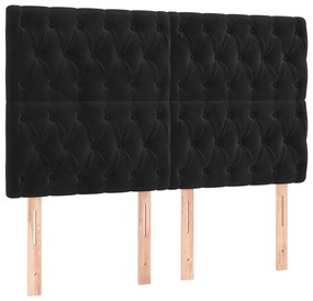 vidaXL Κρεβάτι Boxspring με Στρώμα &amp; LED Μαύρο 140x200 εκ. Βελούδινο
